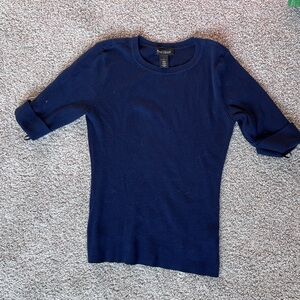 White House Black Market Navy blue quarter sweater tee